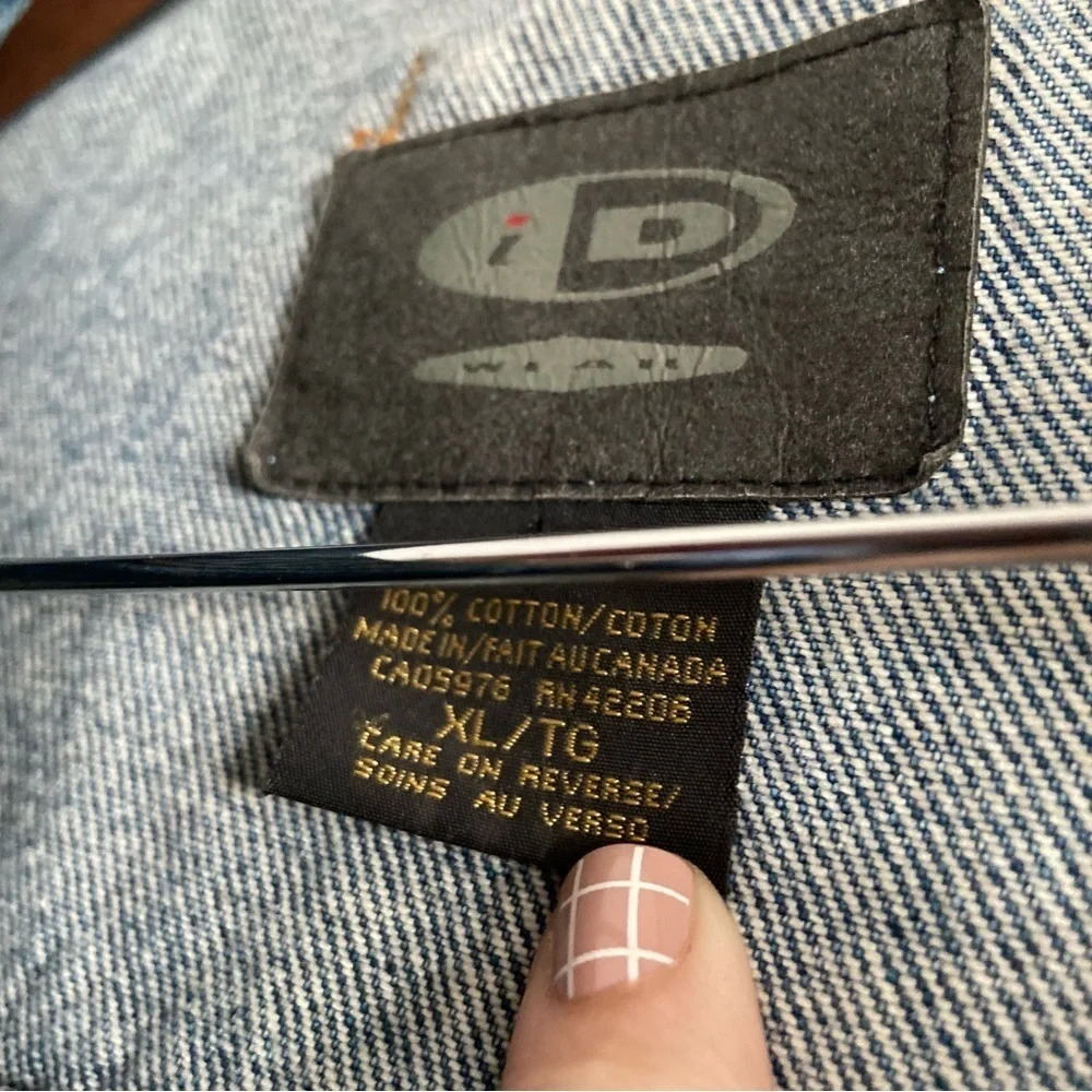 Vintage Denim Trucker Jacket ID WEAR Streetwear Oversized XL Relaxed Grunge - Picture 10 of 14